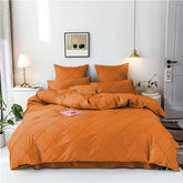 3 Pcs Cross Pleated Duvet Set - Orange